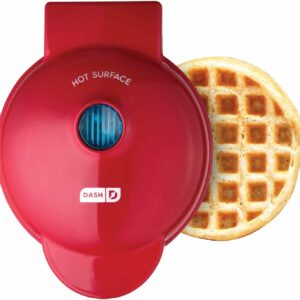 DASH Mini Maker for Individual Waffles, Hash Browns, Keto Chaffles with Easy to Clean, Non-Stick Surfaces, 4 Inch, Red