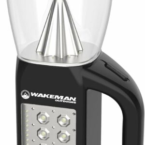 LED Lantern with Flashlight and Panel Light - Lightweight and Battery-Powered Camping Lantern - Great for Hiking or Emergencies by Wakeman (Black)