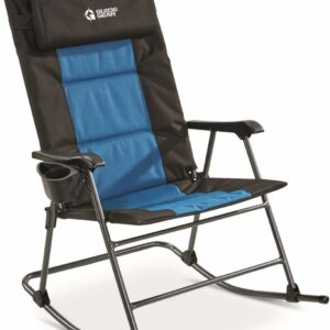 Guide Gear Oversized Rocking Camp Chair, 500-lb. Capacity for Relaxing, Polyester, Blue/Black with Cup Holders, Foldable, Ergonomic