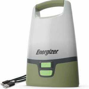 Energizer Vision LED Camping Lantern, Bright Rechargeable Lantern, Water Resistant Emergency Light with Charging Cable, Pack of 1, Forest Green