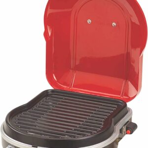 Coleman Fold N Go 1-Burner Propane Grill, Lightweight & Portable Grill with Push-Button Starter, Adjustable Horseshoe Burner, Built-In Handle, & 6,000 BTUs of Power for Camping, Tailgating, Grilling