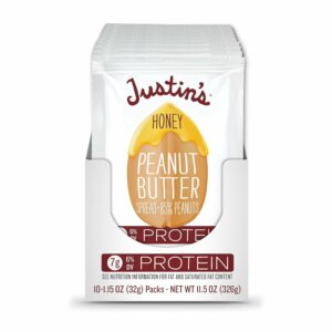 Justin's Honey Peanut Butter Squeeze Packs, Gluten-free, Non-GMO, Responsibly Sourced, 1.15 Ounce (10 Pack)