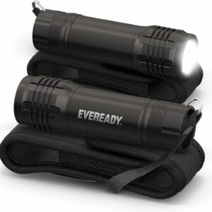 Eveready LED Tactical Flashlights S300 with Holsters (2-Pack), Rugged & Compact Flash Lights, IPX4 Water Resistant - Camping Accessories, Outdoor Gear, Emergency Flashlights