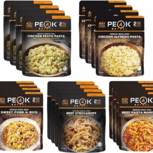 Peak Refuel Entrée Variety Pack | Freeze Dried Backpacking and Camping Survival Food | Lunch/Dinner Meal Pouches | Amazing Taste | High Protein | Real Meat | Quick Prep