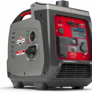 Briggs & Stratton P2400 PowerSmart Series Inverter Generator with Quiet Power Technology and CO Guard, 2400 Starting Watts 1800 Running Watts, Black (030758)